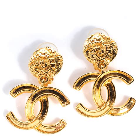 chanel earrings and necklace set gold|Chanel earrings original.